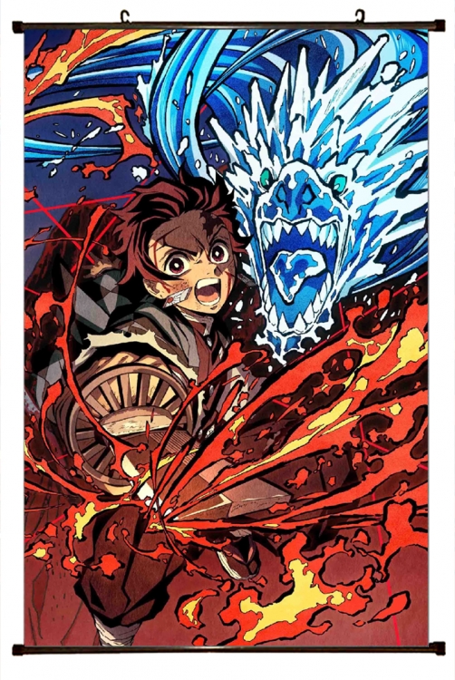 Demon Slayer Kimets Plastic pole cloth painting Wall Scroll 60X90CM G4-227