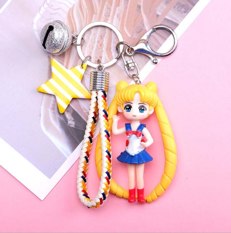 Chain sailormoon beautiful girl keychain pendant with bell price for 2 pcs