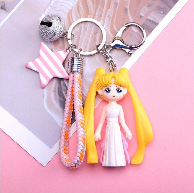 Chain sailormoon beautiful girl keychain pendant with bell price for 2 pcs