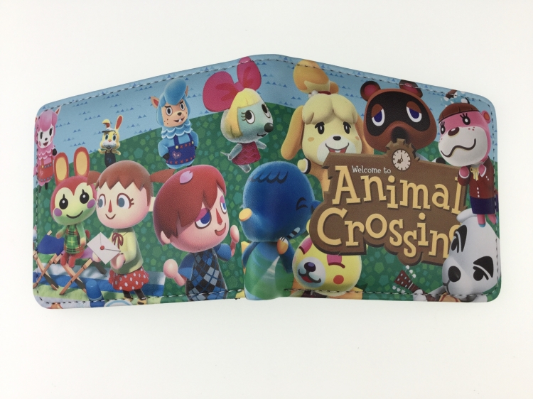 Animal CrOssing Short color picture two fold wallet 11X9.5CM 60G