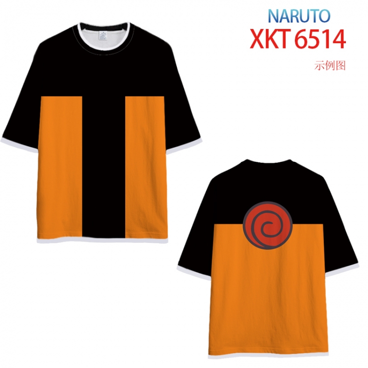 Naruto Loose short-sleeved T-shirt with black (white) edge 9 sizes from S to 6XL XKT6514