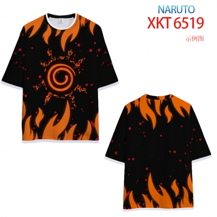 Naruto Loose short-sleeved T-shirt with black (white) edge 9 sizes from S to 6XL XKT6519