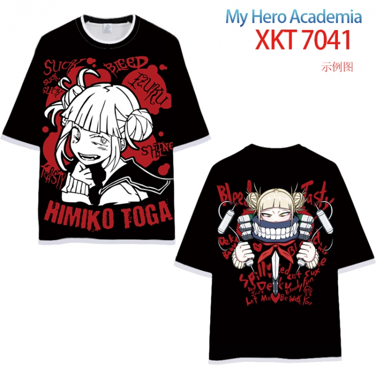 My Hero Academia Loose short-sleeved T-shirt with black (white) edge 9 sizes from S to 6XL XKT7041