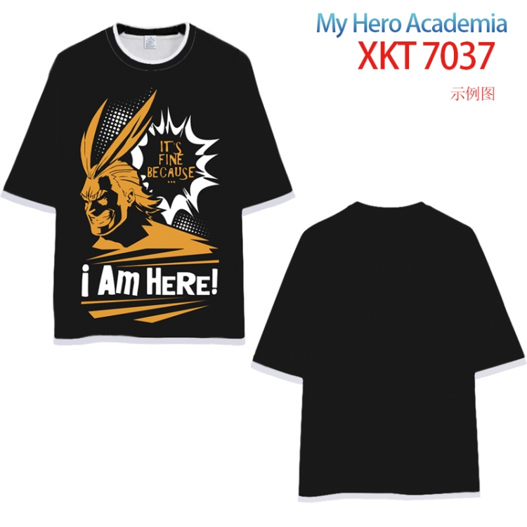 My Hero Academia Loose short-sleeved T-shirt with black (white) edge 9 sizes from S to 6XL XKT7037