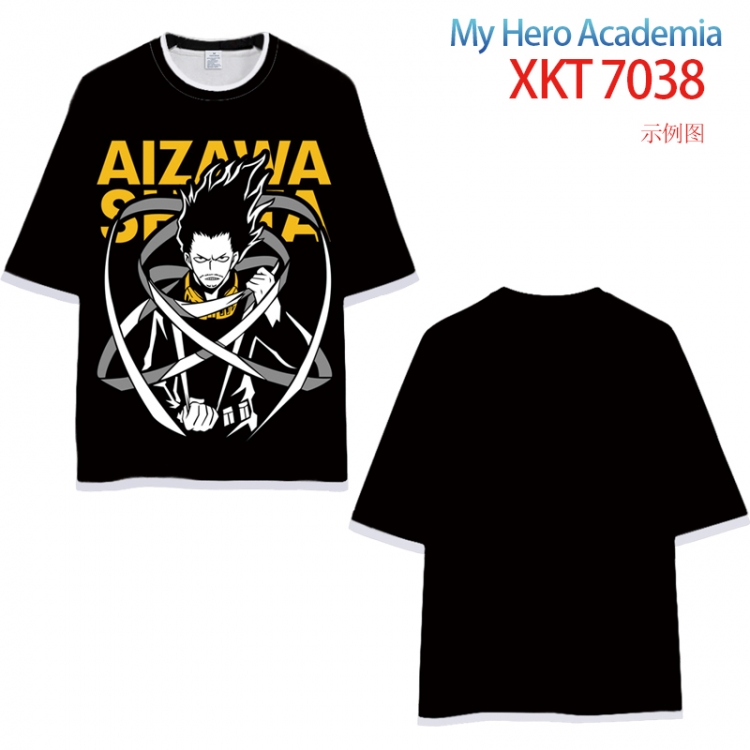 My Hero Academia Loose short-sleeved T-shirt with black (white) edge 9 sizes from S to 6XL XKT7038