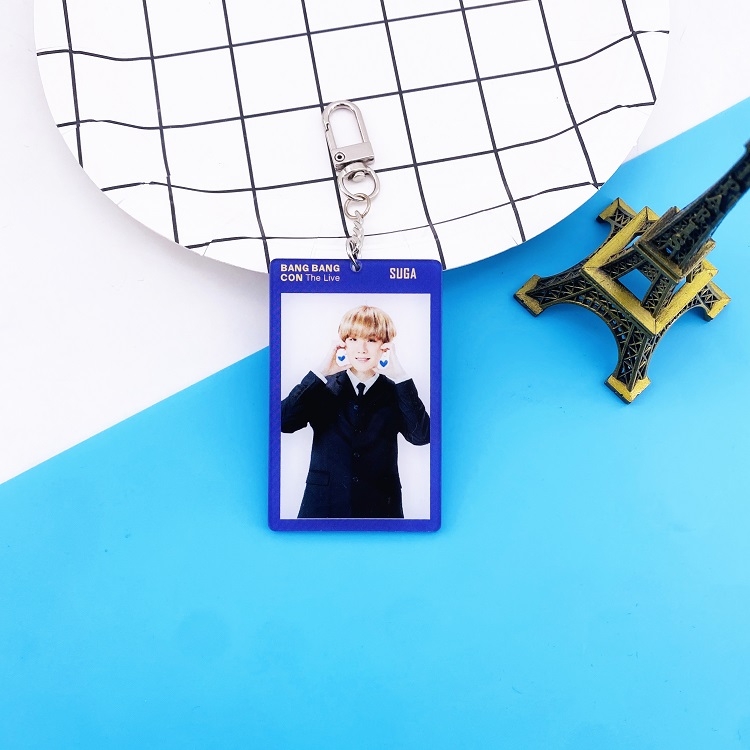 BTS SUGA New square Keychain pendant 4.5X7CM a set of 5