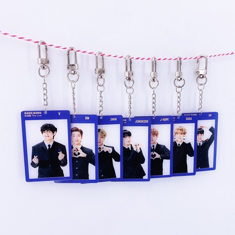 BTS New square Keychain pendant 4.5X7CM a set of 7