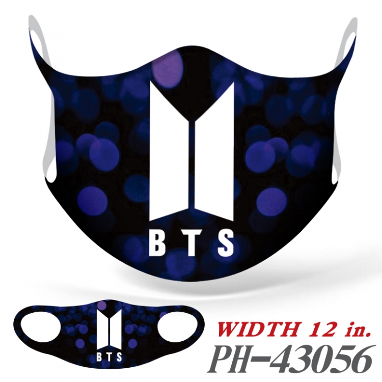BTS  full color Ice silk Cartoon Mask  price for 5 pcs
