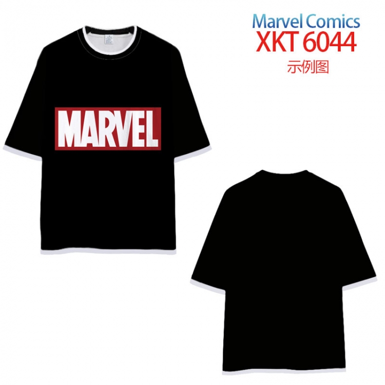 Marvel Comics Loose short-sleeved T-shirt with black (white) edge 9 sizes from S to 6XL XKT6044