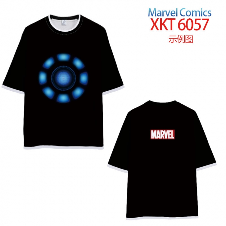 Marvel Comics Loose short-sleeved T-shirt with black (white) edge 9 sizes from S to 6XL XKT6057