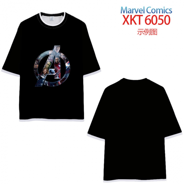 Marvel Comics Loose short-sleeved T-shirt with black (white) edge 9 sizes from S to 6XL XKT6050