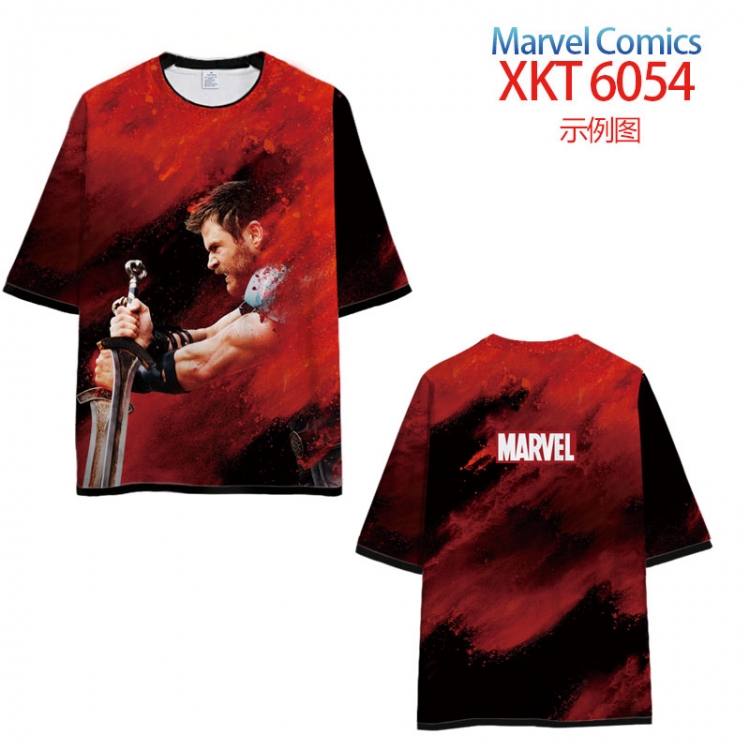 Marvel Comics Loose short-sleeved T-shirt with black (white) edge 9 sizes from S to 6XL XKT6054