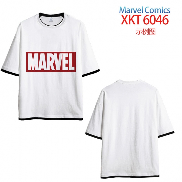 Marvel Loose short-sleeved T-shirt with black (white) edge 9 sizes from S to 6XL XKT6046
