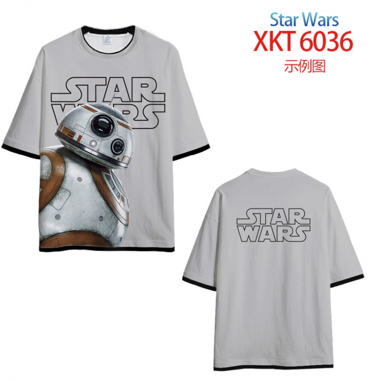 Star Wars Loose short-sleeved T-shirt with black (white) edge 9 sizes from S to 6XL XKT6036