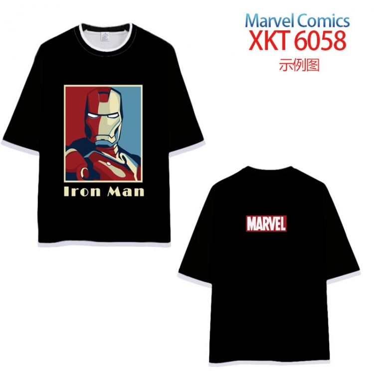Marvel Loose short-sleeved T-shirt with black (white) edge 9 sizes from S to 6XL XKT6058