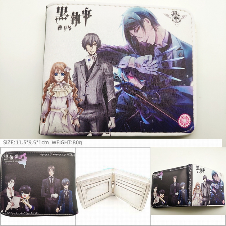 Kuroshitsuji   Anime color picture two fold  Short wallet 11X9.5CM 60G HK-659