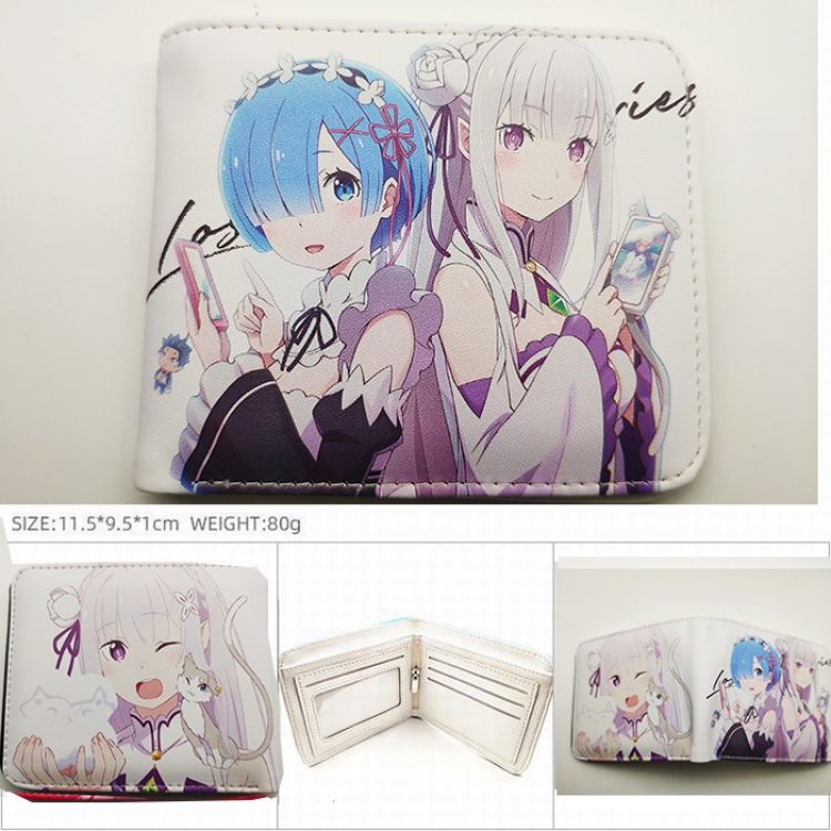 Re:Zero kara Hajimeru Isekai Seikatsu Anime color picture two fold  Short wallet 11X9.5CM 60G HK-653 