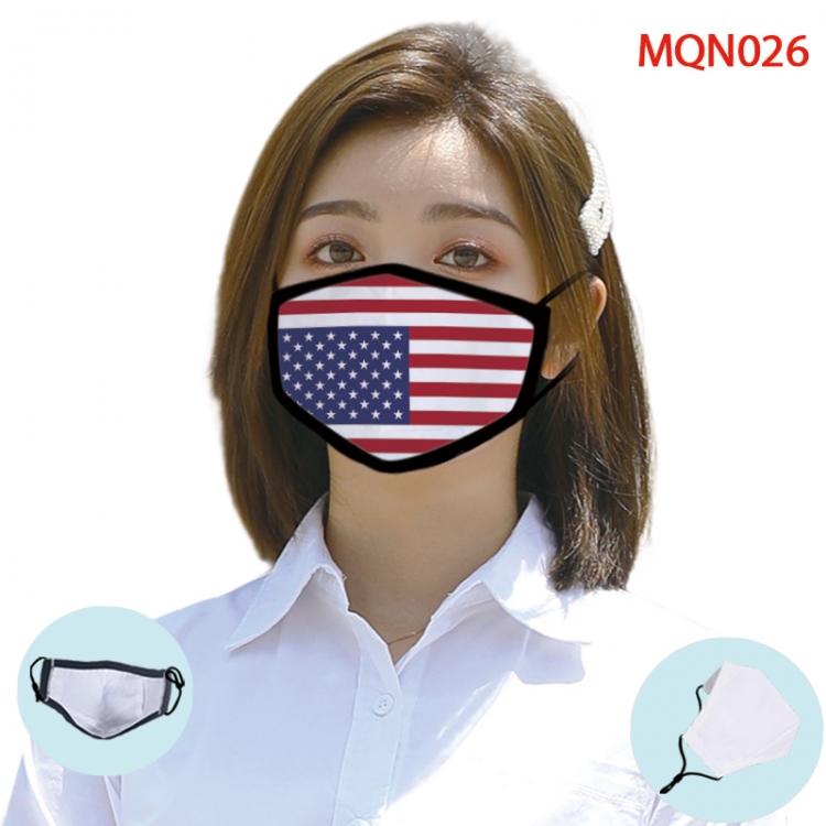 National flag Color printing Space cotton Masks price for 5 pcs (Can be placed PM2.5 filter,but not provided)