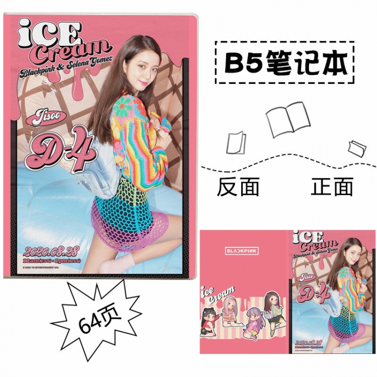 BLACK PINK JISOO  B5 notebook student notepad 24.5X17.5CM price for 3 pcs