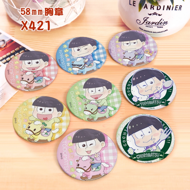 Osomatsu-san Anime a set of 8 models Tinplate coated badge 6CM X421