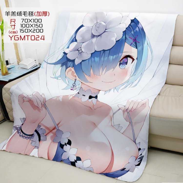 Re:Zero kara Hajimeru Isekai Seikatsu Anime double-sided printing super large lambskin blanket can be customized by sing