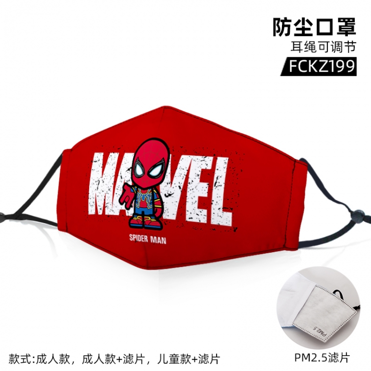 Spiderman color printing mask filter PM2.5 (optional adult or child)price for 5 pcs  FCKZ199