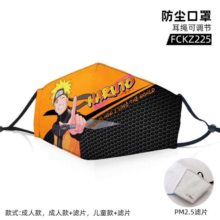 Naruto  Animation color printing mask filter PM2.5 (optional adult or child)price for 5 pcs