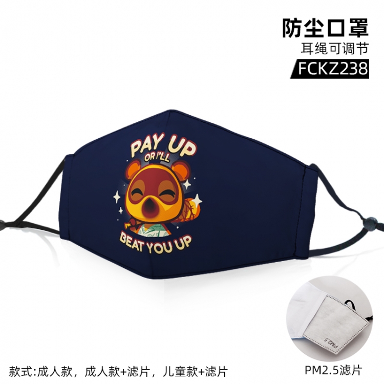 Animal Crossing color printing mask filter PM2.5 (optional adult or child)price for 5 pcs FCKZ238