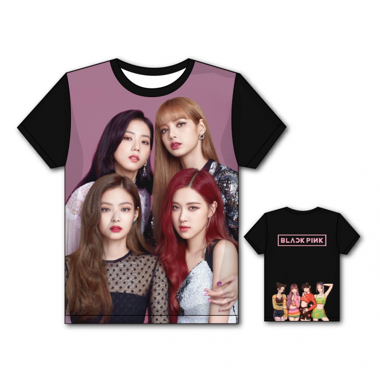 BLACK PINK Full color printing flower short sleeve T-shirt S-5XL, 8 sizes BP17