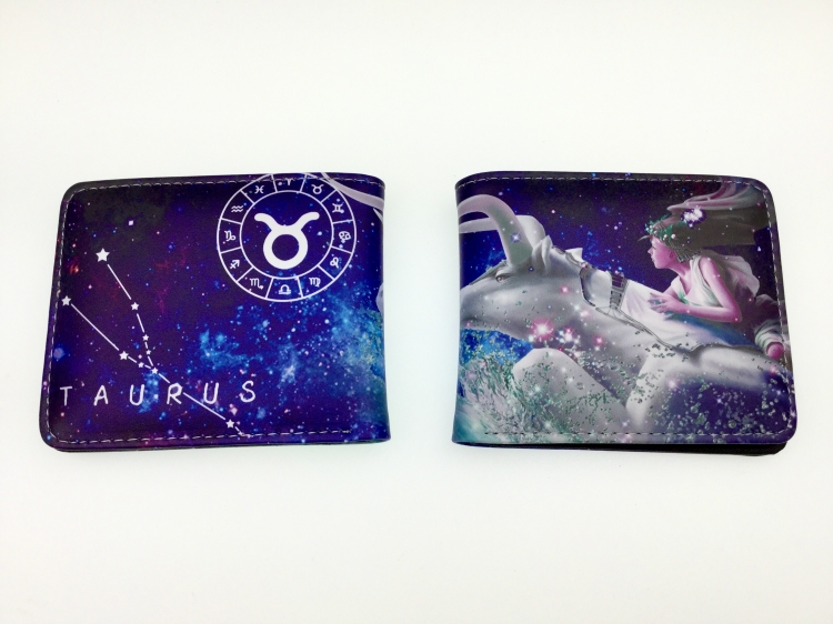 Taurus color picture two fold  Short wallet 11X9.5CM 60G
