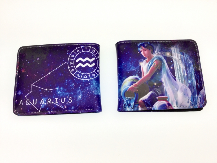 Aquarius color picture two fold  Short wallet 11X9.5CM 60G