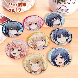 Yahari ore no seishun rabu kome wa machigatte iru Anime a set of 8 models Tinplate coated badge 6CM X412