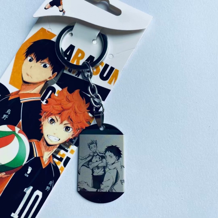 Haikyuu!! Cartoon Anime Stainless steel military key chain pendant price for 5 pcs