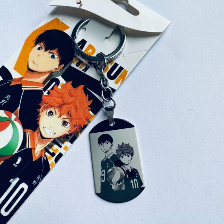 Haikyuu!! Cartoon Anime Stainless steel military key chain pendant price for 5 pcs