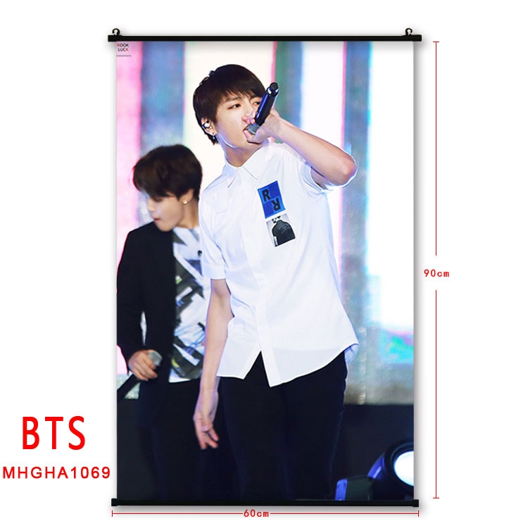 BTS black plastic pole cloth painting Wall Scroll 60X90CM MHGHA1069