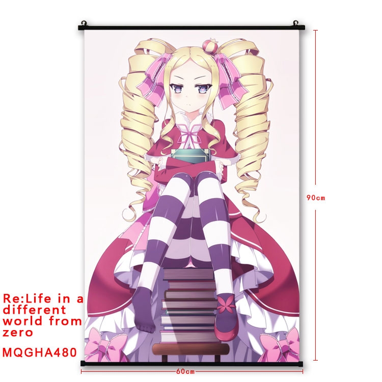 Re:Zero kara Hajimeru Isekai Seikatsu Anime plastic pole cloth painting Wall Scroll 60X90CM  MQGHA480