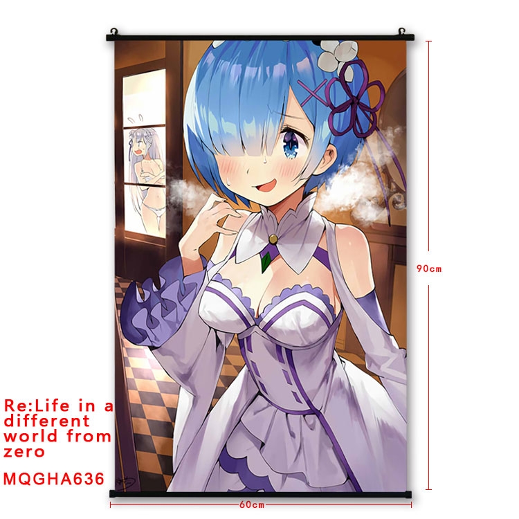 Re:Zero kara Hajimeru Isekai Seikatsu Anime plastic pole cloth painting Wall Scroll 60X90CM  MQGHA636