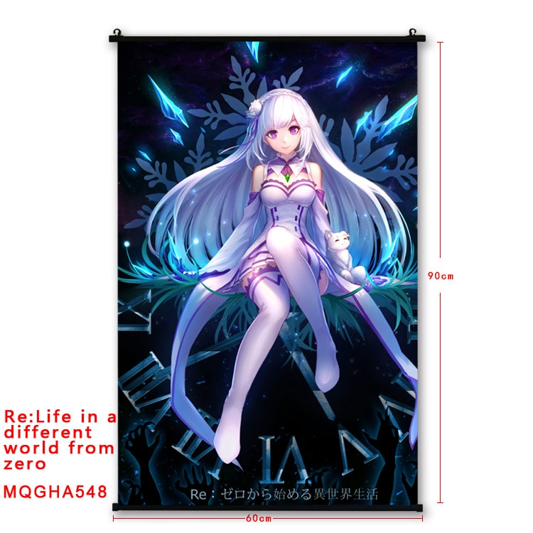 Re:Zero kara Hajimeru Isekai Seikatsu Anime plastic pole cloth painting Wall Scroll 60X90CM  MQGHA548