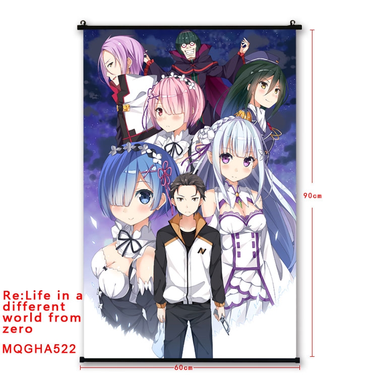 Re:Zero kara Hajimeru Isekai Seikatsu Anime plastic pole cloth painting Wall Scroll 60X90CM  MQGHA522