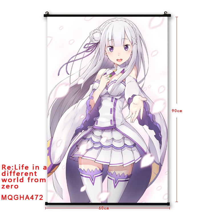 Re:Zero kara Hajimeru Isekai Seikatsu Anime plastic pole cloth painting Wall Scroll 60X90CM  MQGHA472