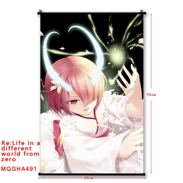 Re:Zero kara Hajimeru Isekai Seikatsu Anime plastic pole cloth painting Wall Scroll 60X90CM  MQGHA475