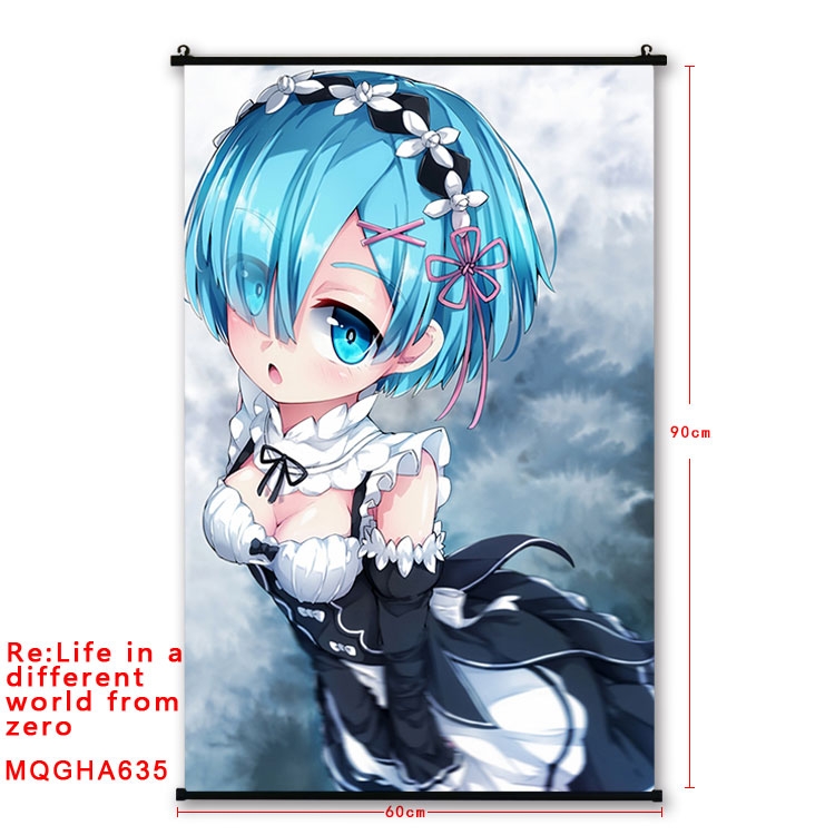 Re:Zero kara Hajimeru Isekai Seikatsu Anime plastic pole cloth painting Wall Scroll 60X90CM  MQGHA635
