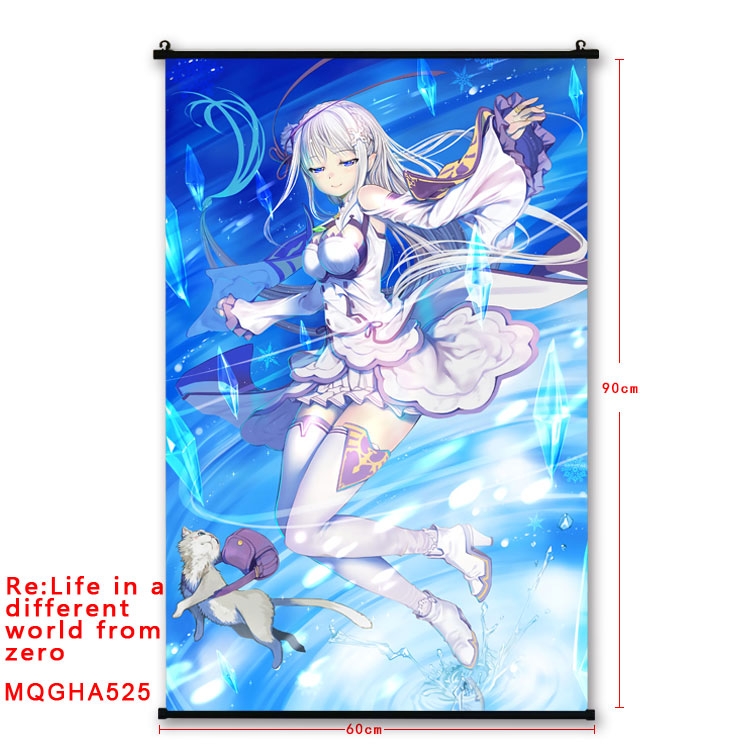 Re:Zero kara Hajimeru Isekai Seikatsu Anime plastic pole cloth painting Wall Scroll 60X90CM  MQGHA525