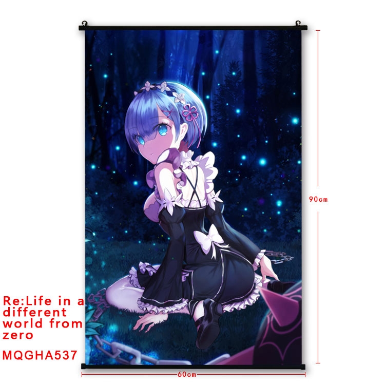 Re:Zero kara Hajimeru Isekai Seikatsu Anime plastic pole cloth painting Wall Scroll 60X90CM  MQGHA537