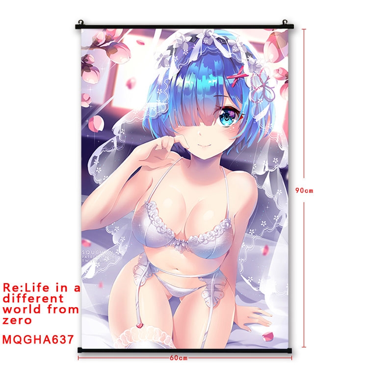 Re:Zero kara Hajimeru Isekai Seikatsu Anime plastic pole cloth painting Wall Scroll 60X90CM  MQGHA637