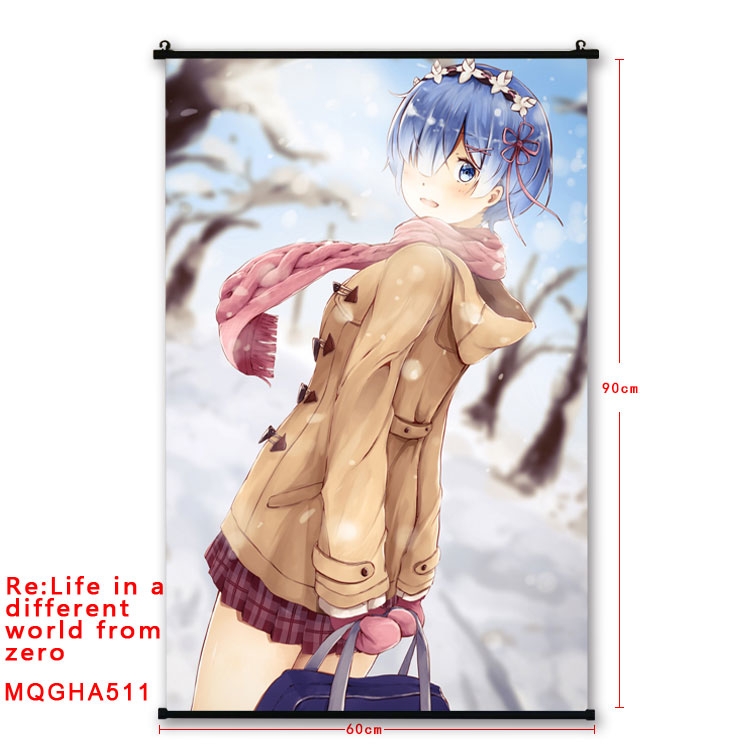Re:Zero kara Hajimeru Isekai Seikatsu Anime plastic pole cloth painting Wall Scroll 60X90CM  MQGHA511