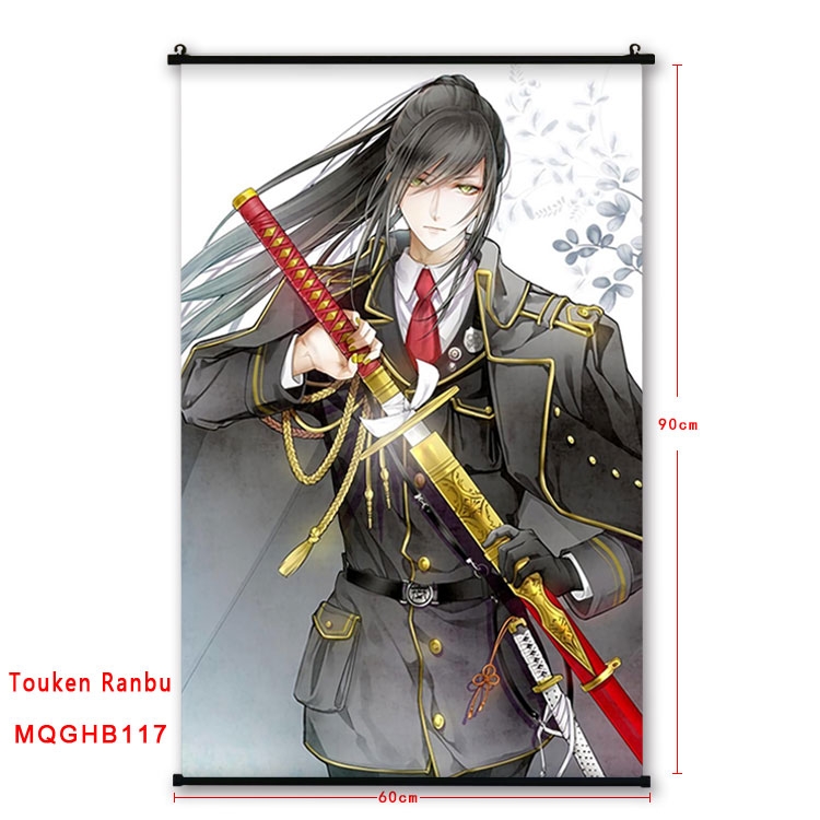 Touken Ranbu Anime plastic pole cloth painting Wall Scroll 60X90CM MQGHB117