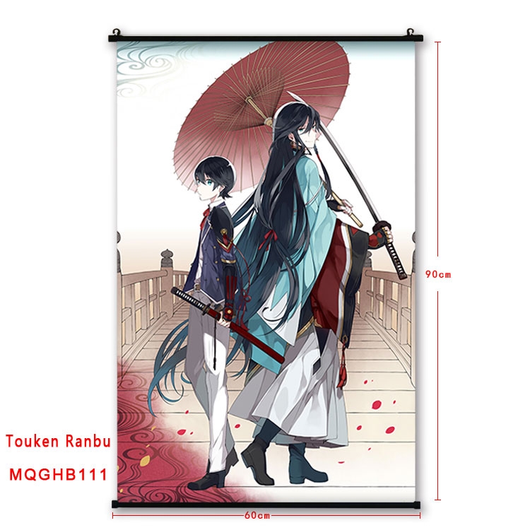 Touken Ranbu Anime plastic pole cloth painting Wall Scroll 60X90CM MQGHB111