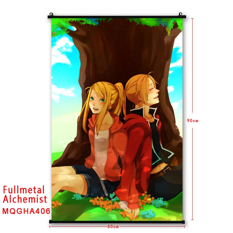 Fullmetal Alchemist Cartoon plastic pole cloth painting Wall Scroll 60X90CM  MQGHA406