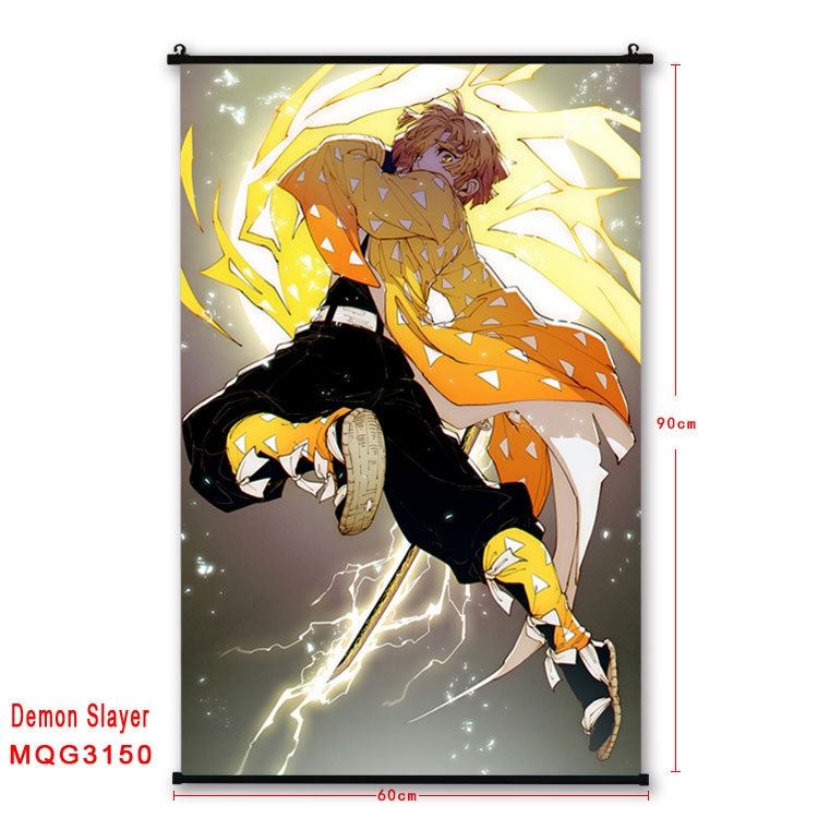 Demon Slayer Kimets Anime plastic pole cloth painting Wall Scroll 60X90CM  MQG3150